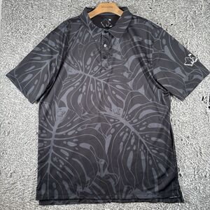 OAHU GOLF Polo Shirt Men’s Size XL Stretch Preppy Graphic Print Black Floral